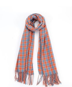 Fringed Plaid Long Scarf SF320088 RED
